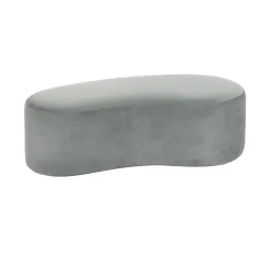 Pomax Poufs-HORTA - banc - velours / polyester - L 120 x W 60 x H 36 cm - gris clair