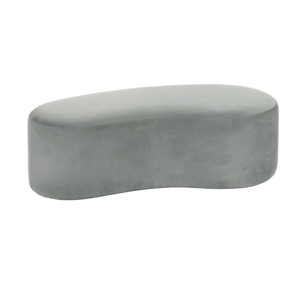 Pomax Poufs-HORTA - banc - velours / polyester - L 120 x W 60 x H 36 cm - gris clair