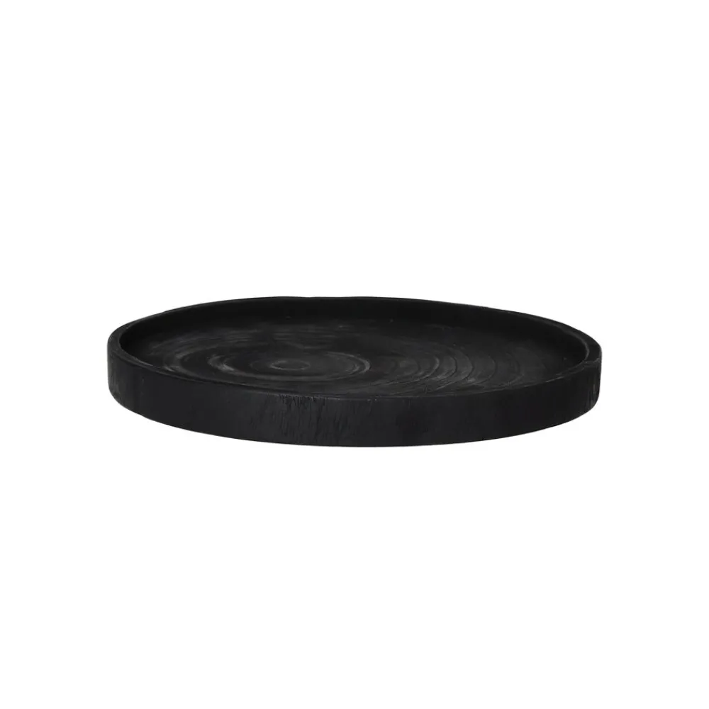 Pomax Chandeliers-JAZZ - dessous de bougie - bois de paulownia - DIA 28 x H 2,5 cm - noir