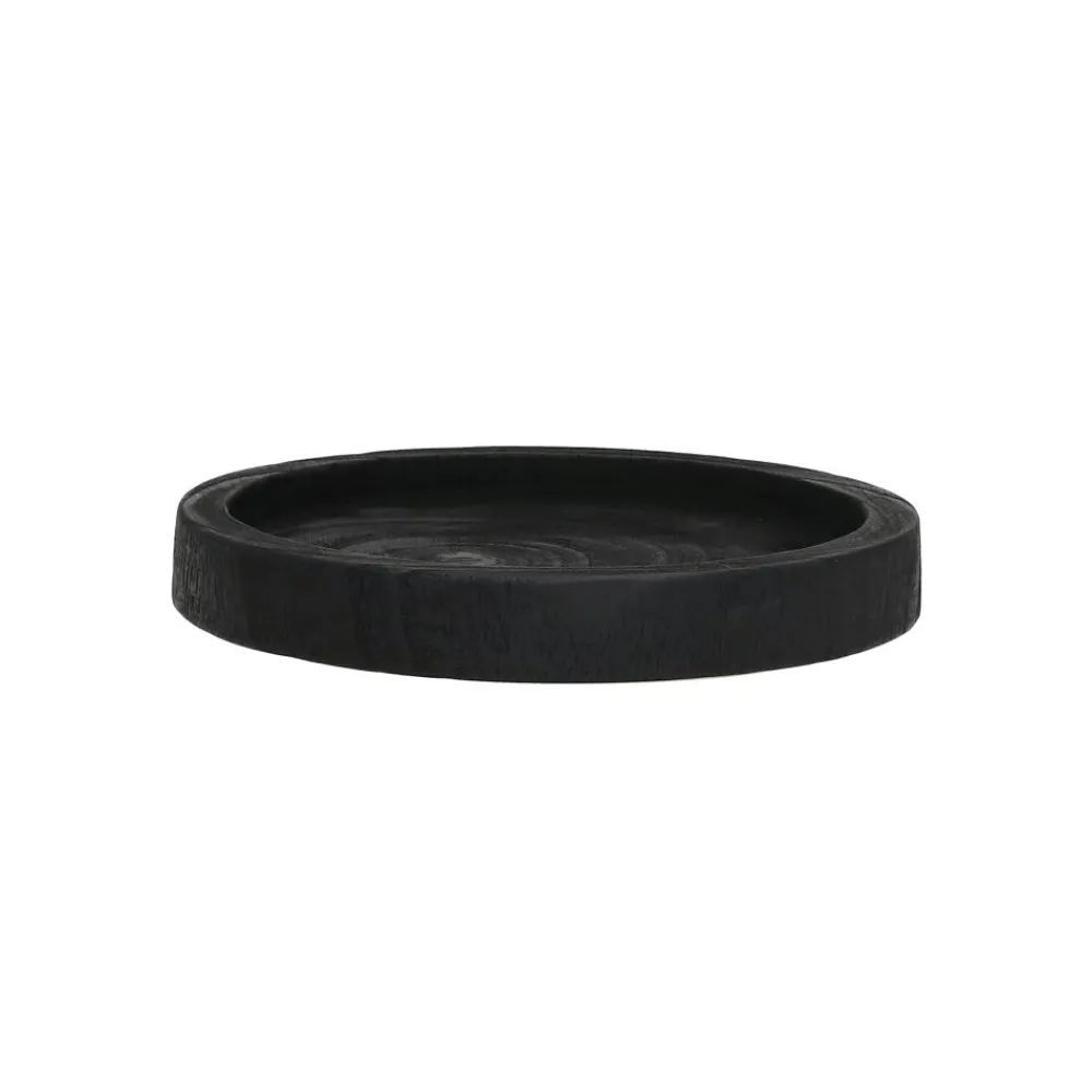 Pomax Chandeliers-JAZZ - dessous de bougie - bois de paulownia - DIA 16 x H 2,5 cm - noir