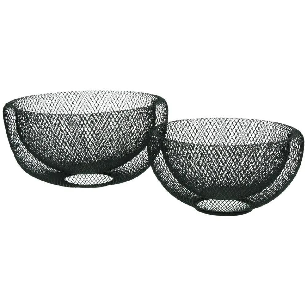 Pomax Bols & Paniers-KABU - set/2 paniers - métal - DIA 24/29 x H 12/15 cm - noir