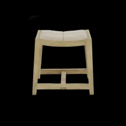Pomax Tabourets-KENT - tabouret - bois de mangier / coton - L 40 x W 35 x H 45 cm - naturel