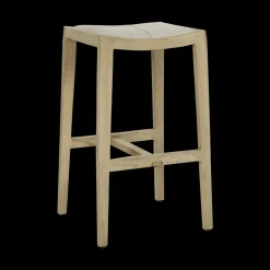 Pomax Tabourets-KENT - tabouret de bar - bois de mangier / coton - L 40 x W 35 x H 76 cm - naturel