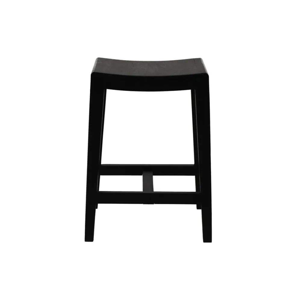 Pomax Chaises De Bar | Tabourets-KENT - tabouret de bar - bois de mangier - L 40 x W 35 x H 65 cm - noir