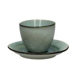 Pomax Vaisselle-KIMO - tasse & soucoupe - grès - DIA 15 x H 8 cm - aqua