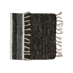 Pomax Linge De Table-KRETA - chemin de table - lin / viscose - L 140 x W 40 cm - noir/blanc