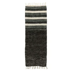 Pomax Linge De Table-KRETA - chemin de table - lin / viscose - L 140 x W 40 cm - noir/blanc