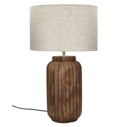 Pomax Lampes De Table-LAMPEDUSA - lampe de table - bois de mangier - DIA 35 x H 60 cm - brun