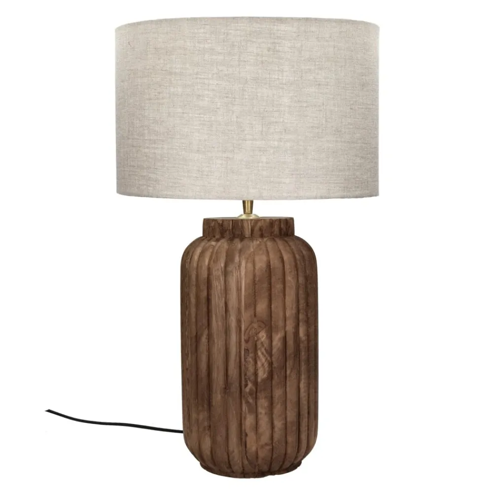 Pomax Lampes De Table-LAMPEDUSA - lampe de table - bois de mangier - DIA 35 x H 60 cm - brun