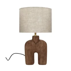 Pomax Lampes De Table-LAMPEDUSA - lampe de table - bois de mangier - DIA 28 x H 49 cm - brun
