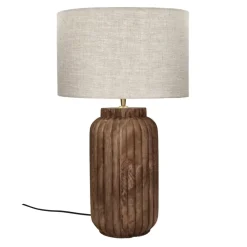 Pomax Lampes De Table-LAMPEDUSA - lampe de table - bois de mangier - DIA 35 x H 60 cm - brun