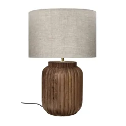 Pomax Lampes De Table-LAMPEDUSA - lampe de table - bois de mangier - DIA 38 x H 58 cm - brun