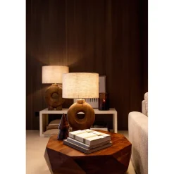 Pomax Lampes De Table-LAMPEDUSA - lampe de table - bois de mangier - DIA 38 x H 65 cm - brun