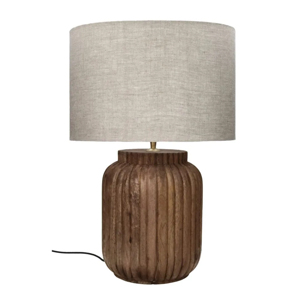 Pomax Lampes De Table-LAMPEDUSA - lampe de table - bois de mangier - DIA 38 x H 58 cm - brun