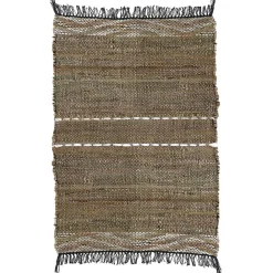 Pomax Tapis-LANA - tapis - cuir recyclé - L 240 x W 180 cm - naturel/noir