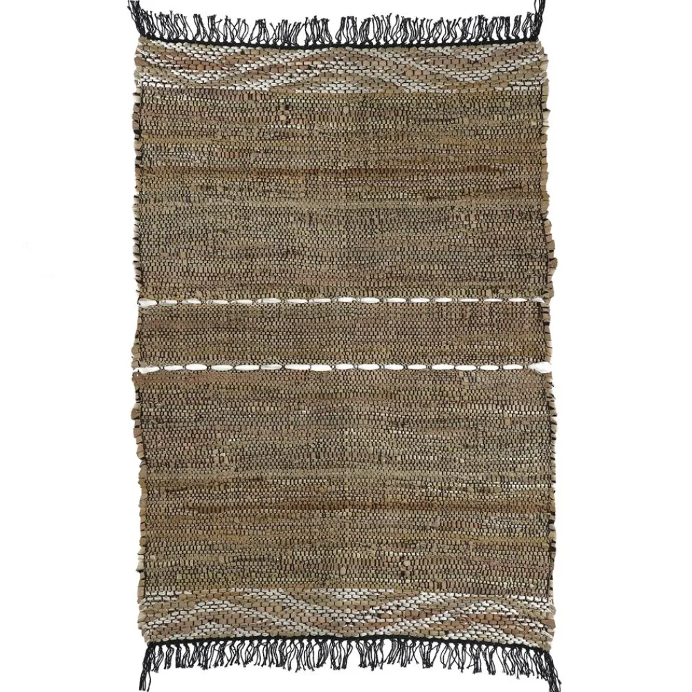 Pomax Tapis-LANA - tapis - cuir recyclé - L 240 x W 180 cm - naturel/noir