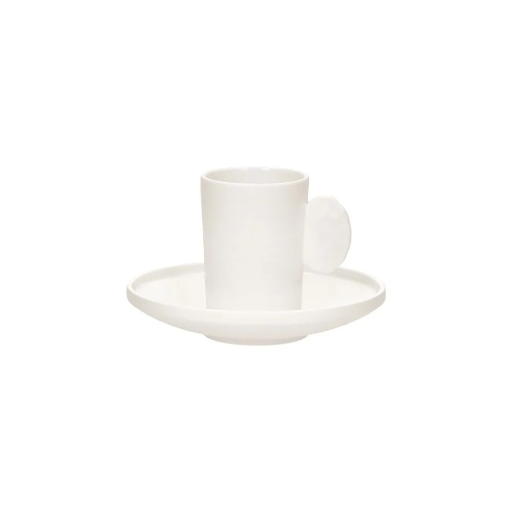 Pomax Vaisselle-LEGGERO - tasse & soucoupe - porcelaine - DIA 5,5/12,8 x H 7,5/2,5 cm - blanc