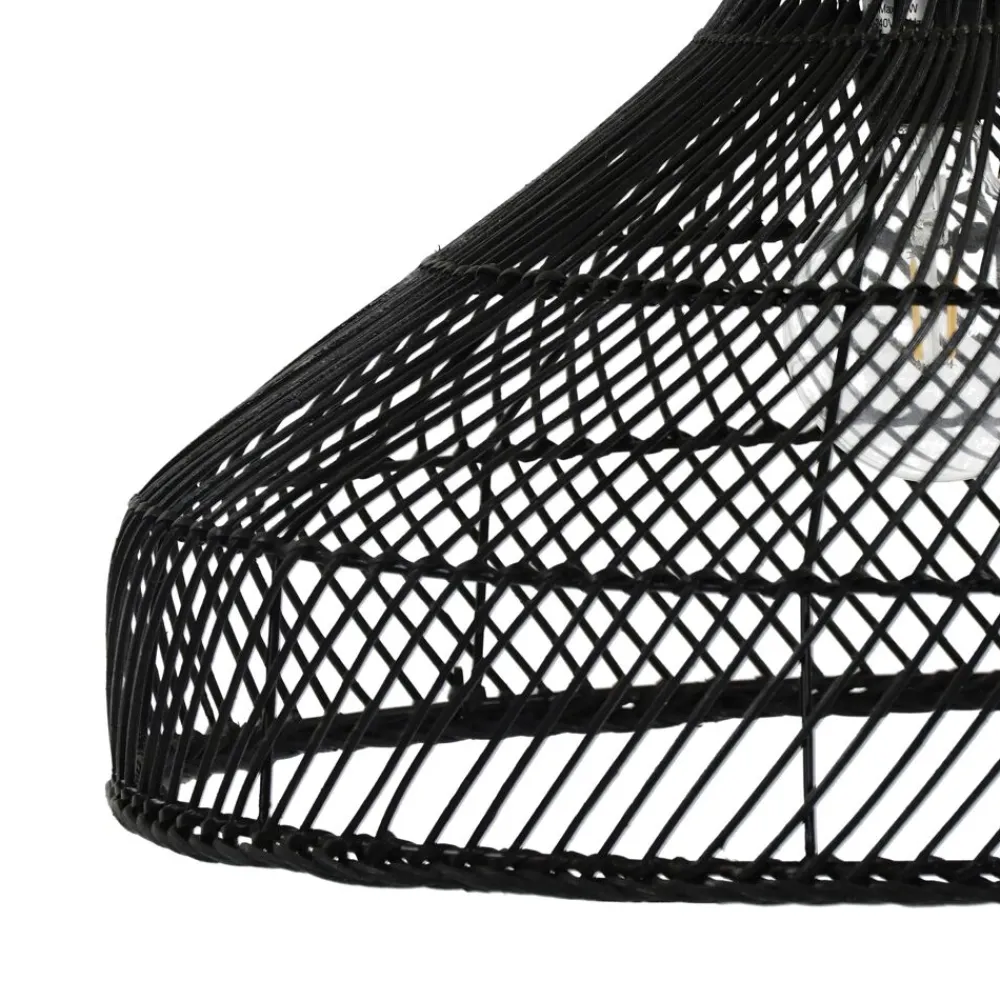 Pomax Suspensions-LINEA - lampe suspendue - rotin - DIA 50 x H 30 cm - noir