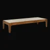 Pomax Tables Basses | Tables-LIVORNO - table basse - bois d'acacia / travertin - L 130 x W 50 x H 26 cm - ivoire