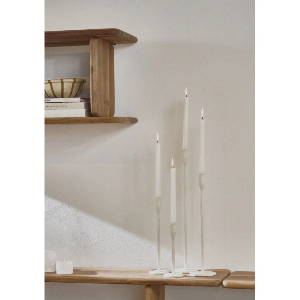 Pomax Chandeliers-LIZZIE - bougeoir - métal - DIA 8 x H 30,5 cm - blanc cassé