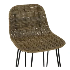 Pomax Chaises De Bar | Tabourets-LUCE - chaise de bar - rotin / métal - L 43 x W 40 x H 91 cm