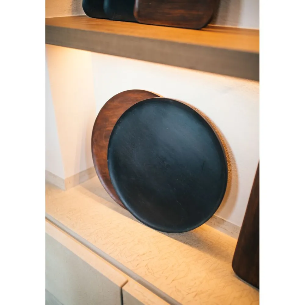 Pomax Plateaux-MACLEAR - plat - bois d'acacia - DIA 50 x H 1,25 cm - noir