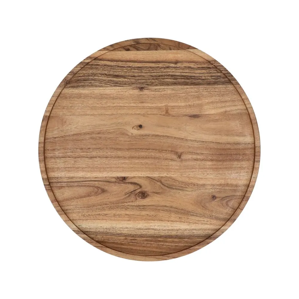 Pomax Plateaux-MANHATTAN - plat - bois d'acacia - DIA 35 x H 1,8 cm - naturel