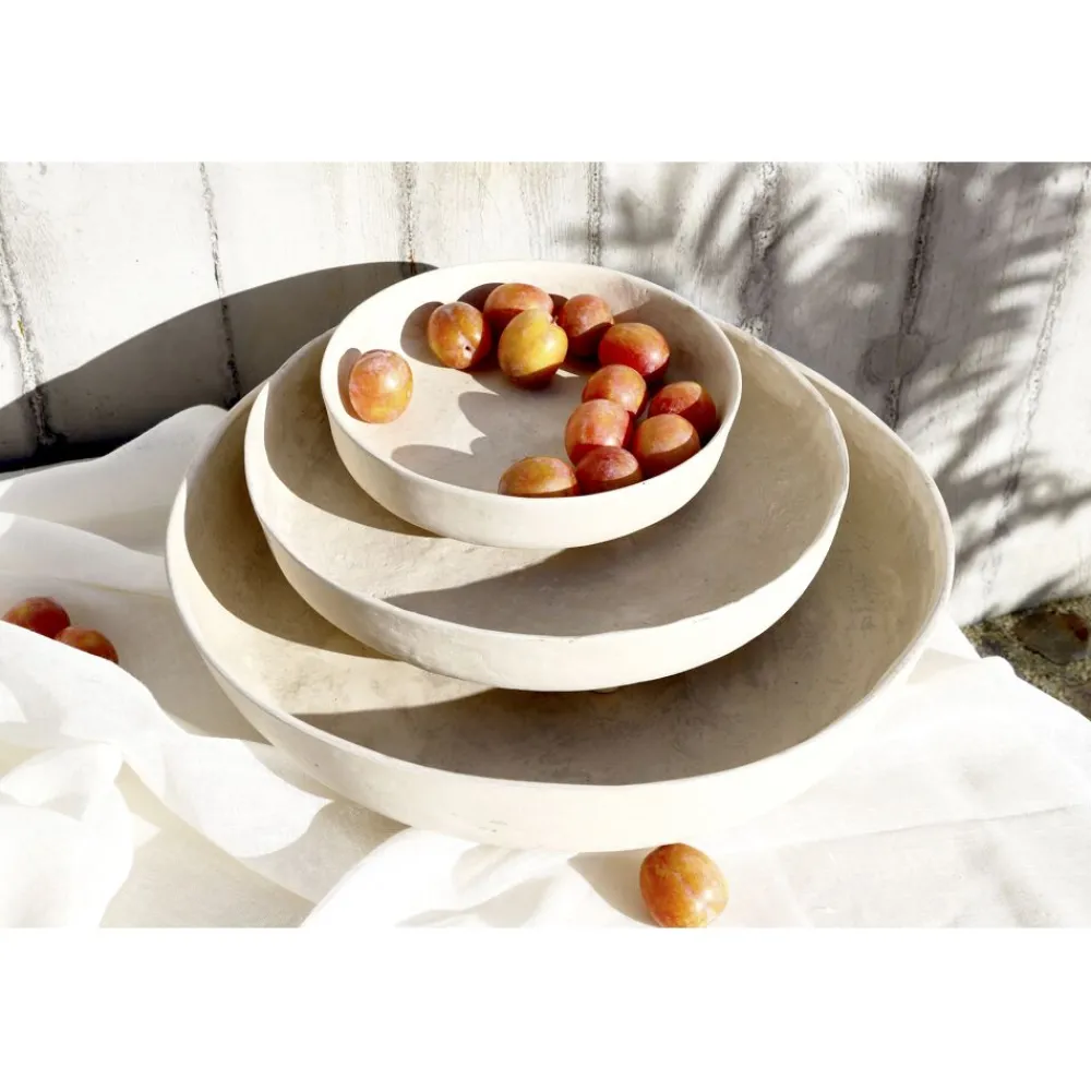 Pomax Bols & Paniers-MARICARO - plat - papier mâché - DIA 28 x H 8 cm - blanc