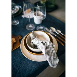 Pomax Linge De Table-MARIKANA - nappe - lin - L 250 x W 170 cm - noir