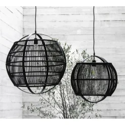 Pomax Suspensions-MEKONG - lampe suspendue - bambou - DIA 46,5 x H 47 cm - noir