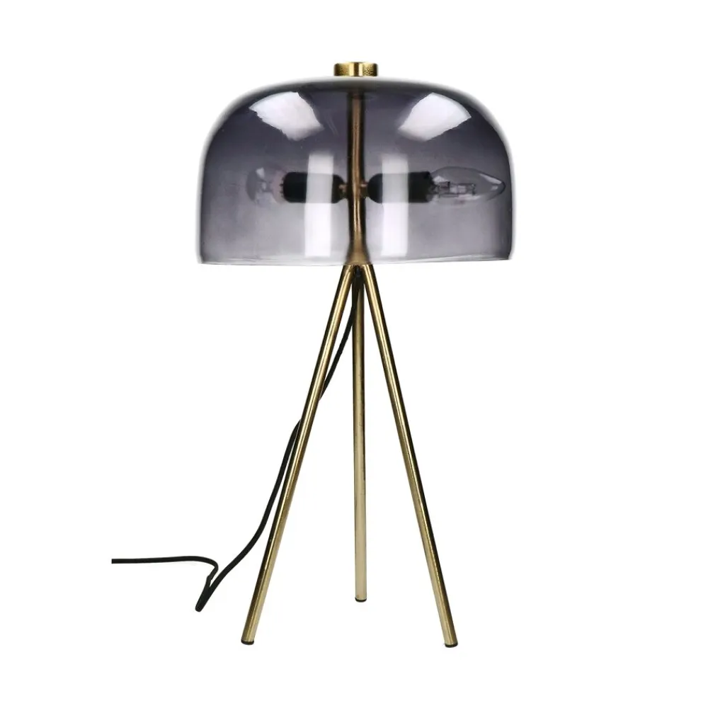 Pomax Lampes De Table-MICHAEL - lampe de table - métal / verre - DIA 30 x H 53 cm - fumé