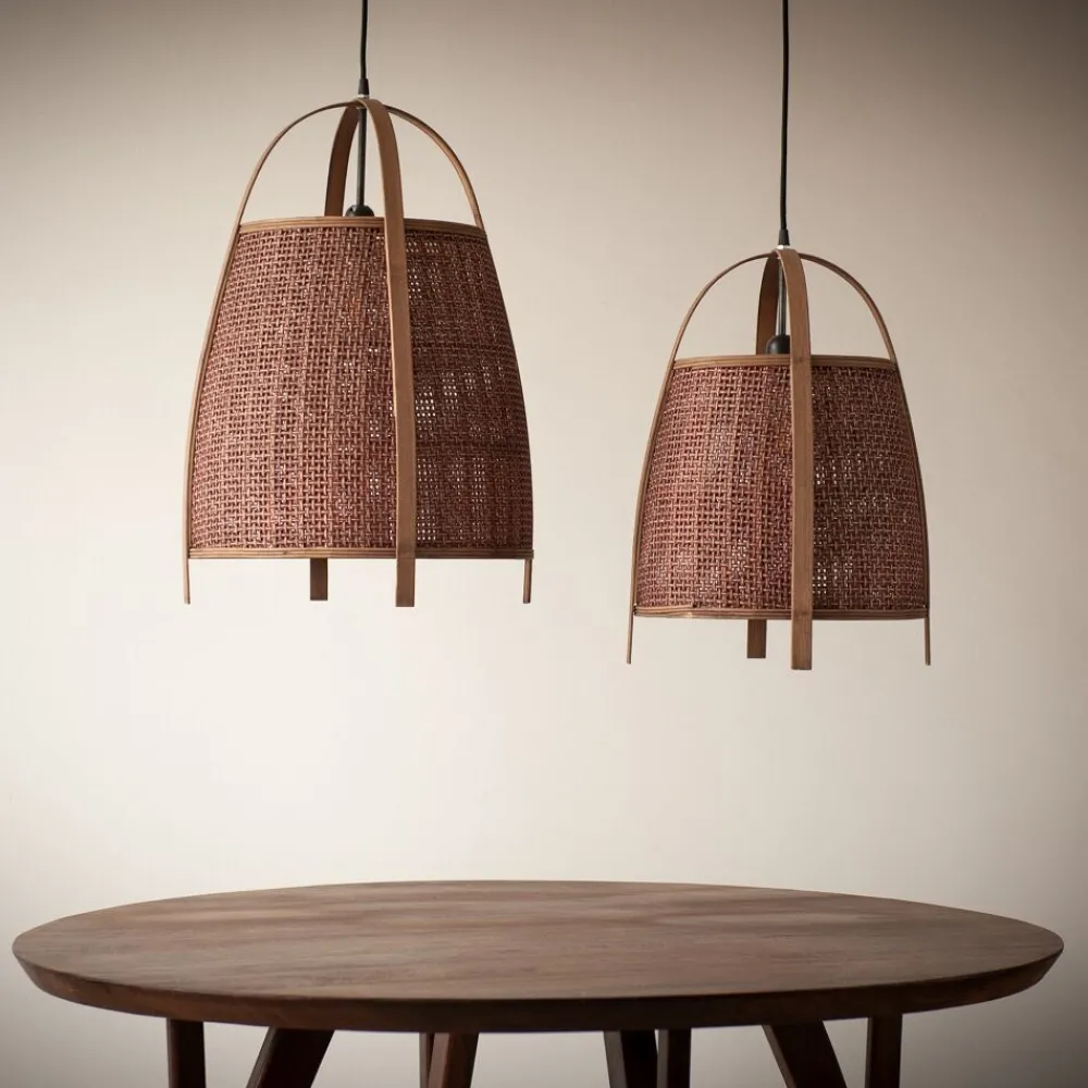 Pomax Suspensions-MINOS - lampe suspendue - bambou - DIA 33,5 x H 48,5 cm - rouille