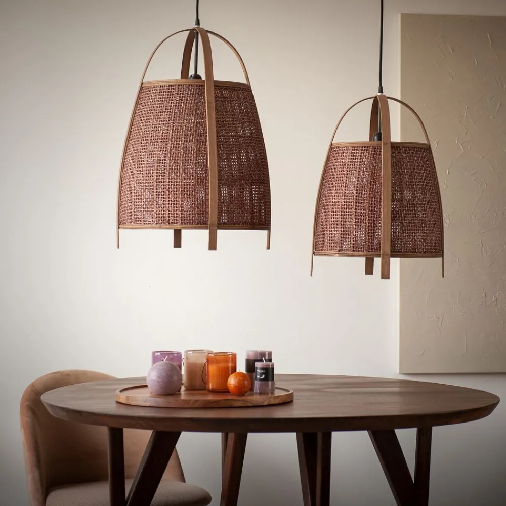 Pomax Suspensions-MINOS - lampe suspendue - bambou - DIA 33,5 x H 48,5 cm - rouille