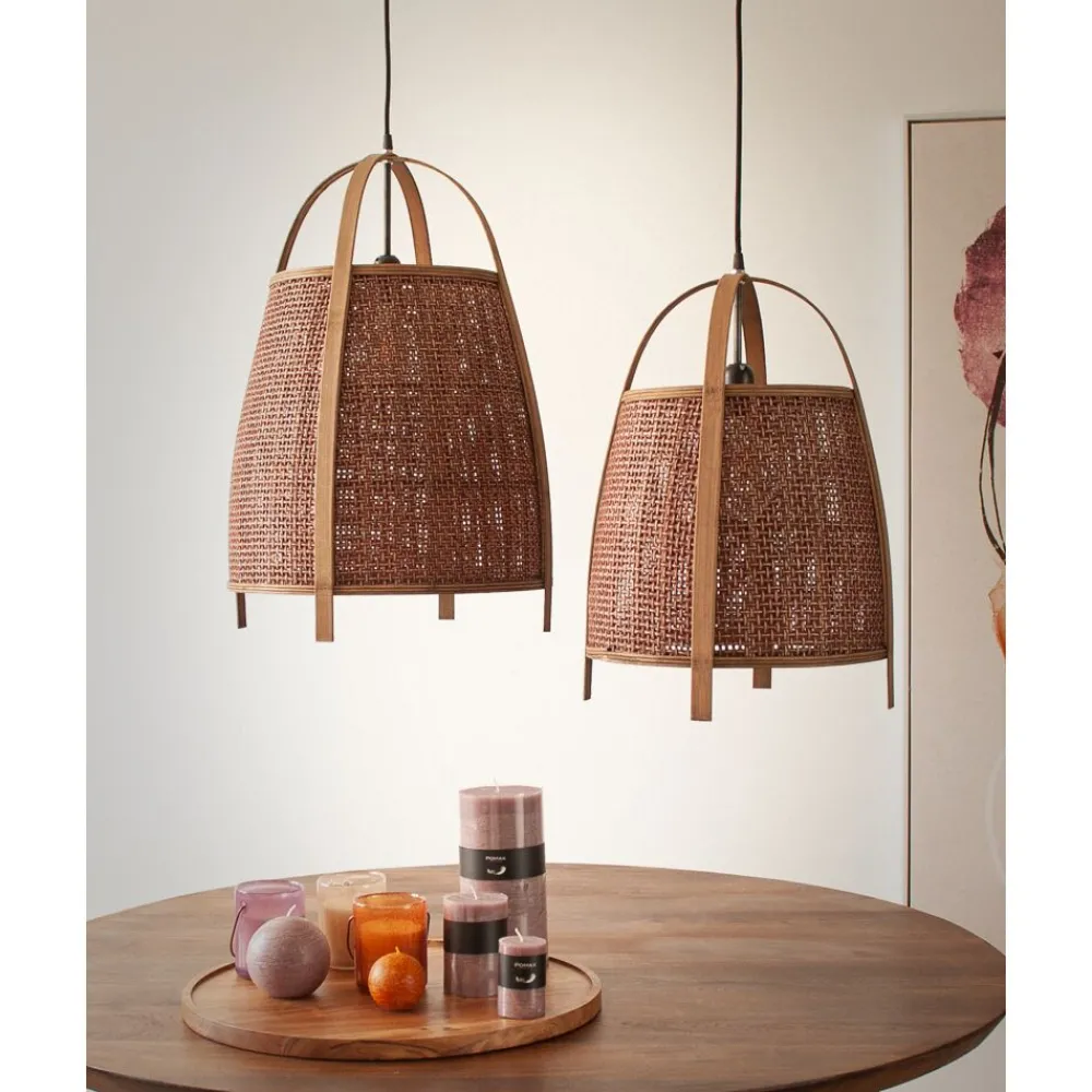 Pomax Suspensions-MINOS - lampe suspendue - bambou - DIA 42 x H 61 cm - rouille