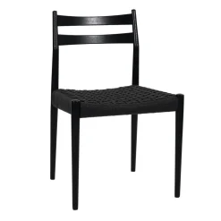 Pomax Chaises-MINOU - chaise - bois de frêne / papier - L 51,5 x W 51,5 x H 80 cm - noir