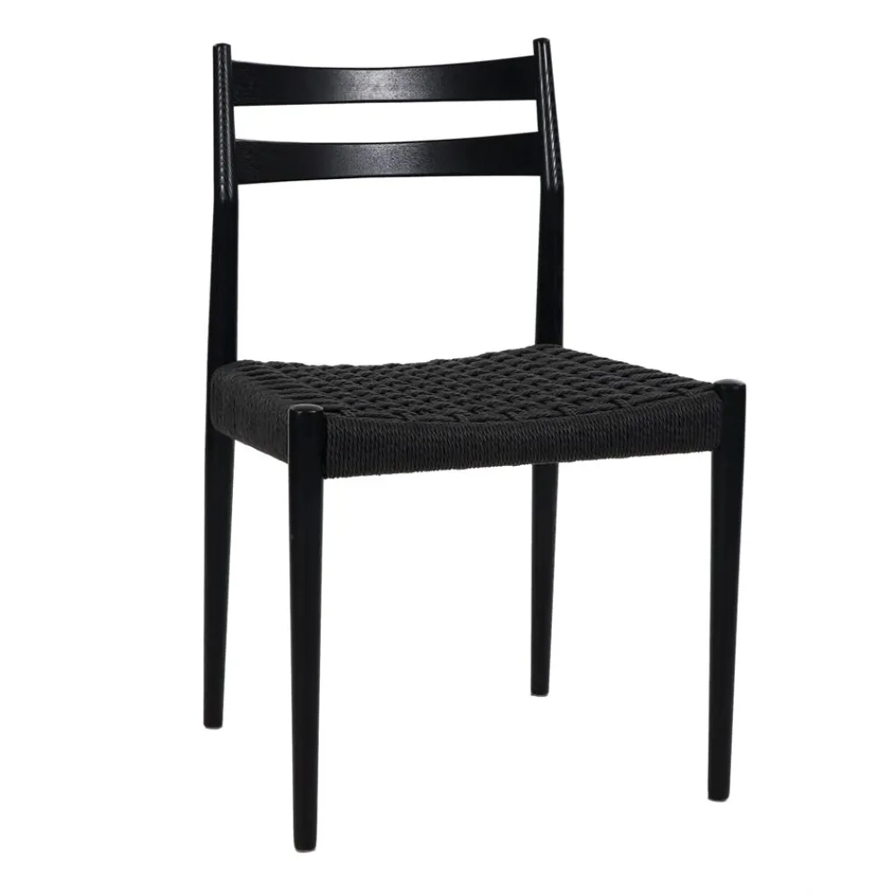 Pomax Chaises-MINOU - chaise - bois de frêne / papier - L 51,5 x W 51,5 x H 80 cm - noir