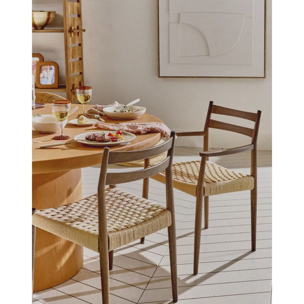 Pomax Chaises-MINOU - chaise - bois de frêne / papier - L 51,5 x W 57 x H 80 cm - noyer