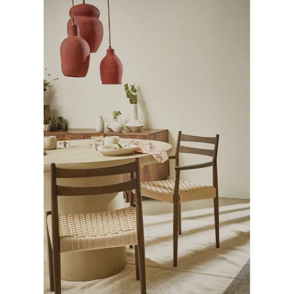 Pomax Chaises-MINOU - chaise - bois de frêne / papier - L 51,5 x W 51,5 x H 80 cm - noyer