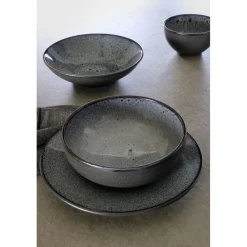 Pomax Vaisselle-MIRHA - bol - grès - DIA 16 x H 6 cm - gris foncé