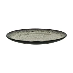 Pomax Vaisselle-MIRHA JASPER - assiette à dessert - grès - DIA 21,5 x H 2,1 cm - noir/blanc