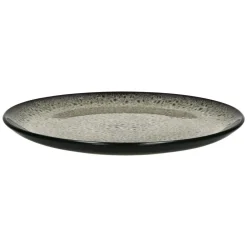 Pomax Vaisselle-MIRHA JASPER - assiette plate - grès - DIA 27,5 x H 2,3 cm - noir/blanc