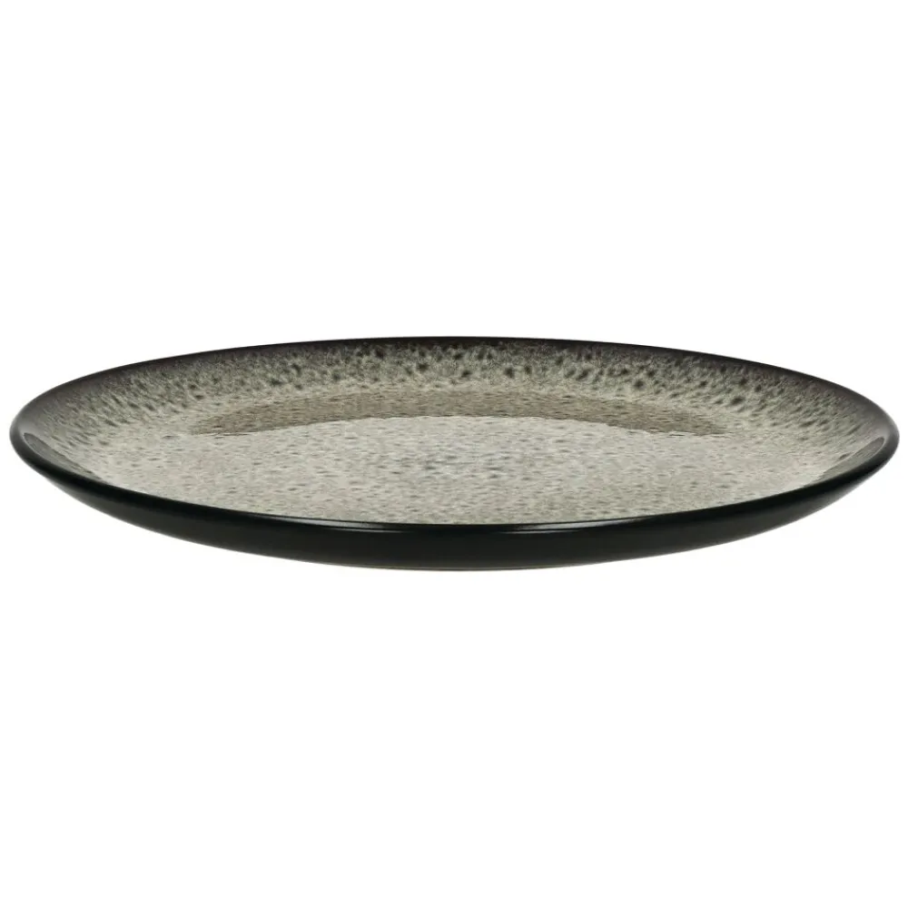 Pomax Vaisselle-MIRHA JASPER - assiette plate - grès - DIA 27,5 x H 2,3 cm - noir/blanc