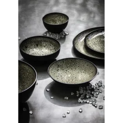 Pomax Vaisselle-MIRHA JASPER - bol à soupe - grès - DIA 18,9 x H 5,2 cm - noir/blanc