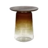 Pomax Tables Basses | Tables-MONROE - table d'appoint - verre / bois de manguier - DIA 48 x H 55 cm - ambre