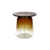 Pomax Tables Basses | Tables-MONROE - table d'appoint - verre / bois de manguier - DIA 46 x H 42 cm - ambre