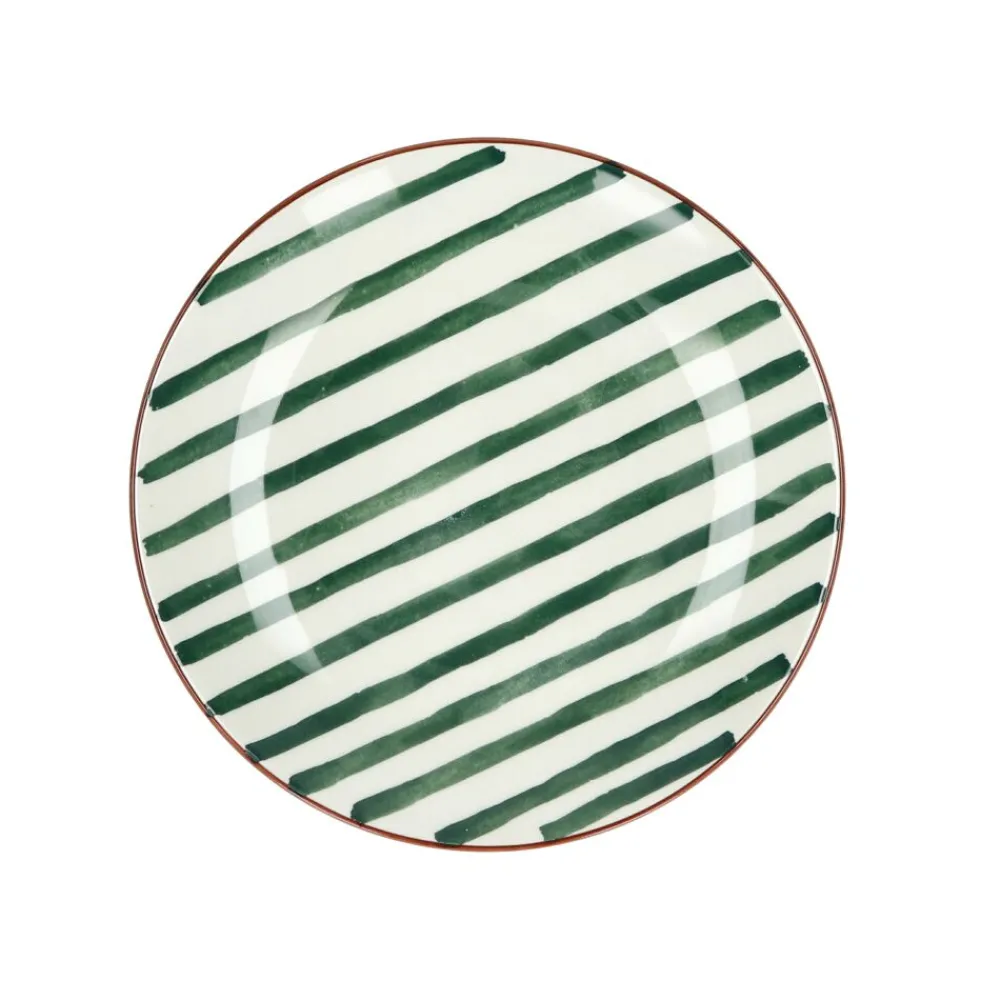 Pomax Vaisselle-MYKONOS - assiette à dessert - porcelaine - DIA 20,3 x H 2 cm - vert