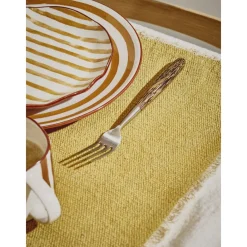 Pomax Vaisselle-MYKONOS - assiette plate - porcelaine - DIA 27 x H 2,5 cm - jaune