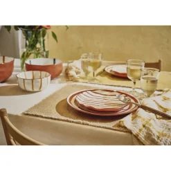 Pomax Vaisselle-MYKONOS - assiette plate - porcelaine - DIA 27 x H 2,5 cm - rouille