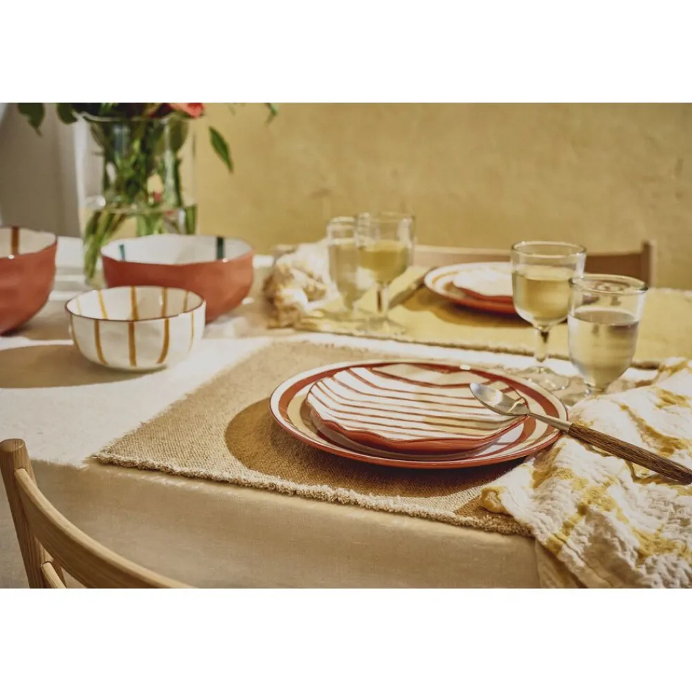 Pomax Vaisselle-MYKONOS - assiette plate - porcelaine - DIA 27 x H 2,5 cm - rouille