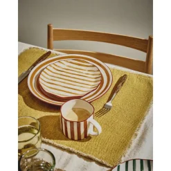 Pomax Vaisselle-MYKONOS - assiette plate - porcelaine - DIA 27 x H 2,5 cm - jaune